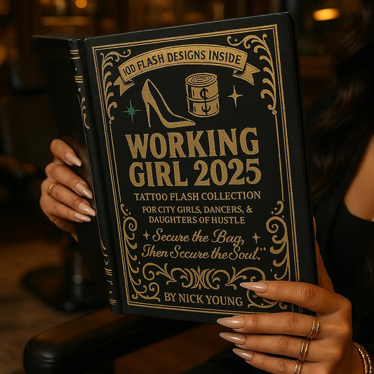 Working Girl 2025 by Nick Young 100 Tattoo Flash Designs